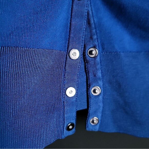 Chicos Cobalt Blue Snap Rhinestone Center Silver Closure Long Sleeve Sz M - Picture 3 of 11